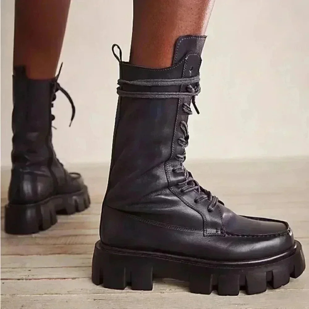 FREE PEOPLE Jones Lug Sole Lace Up Boots